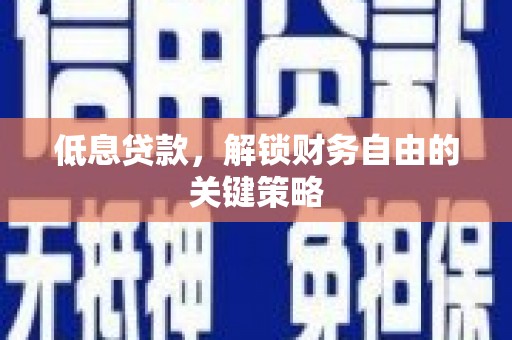 长岭低息贷款，解锁财务自由的关键策略