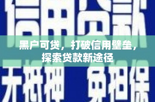 长岭黑户可贷，打破信用壁垒，探索贷款新途径