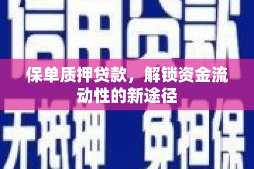长岭保单质押贷款，解锁资金流动性的新途径